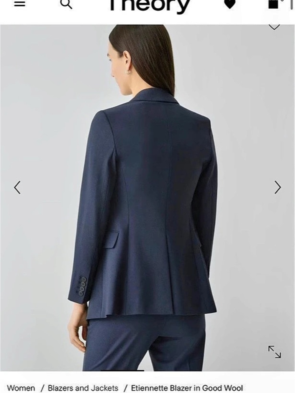 NWT Theory Etiennette Blazer Wool Blazer in Blue Size (2 )Small - Picture 5 of 11